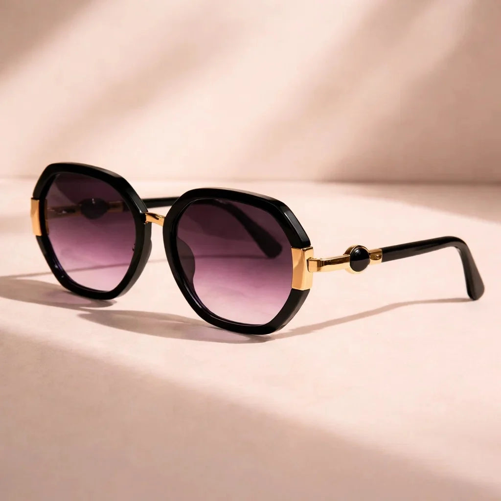 Lunza Hexagonal Frame Sunglasses - UV Protection