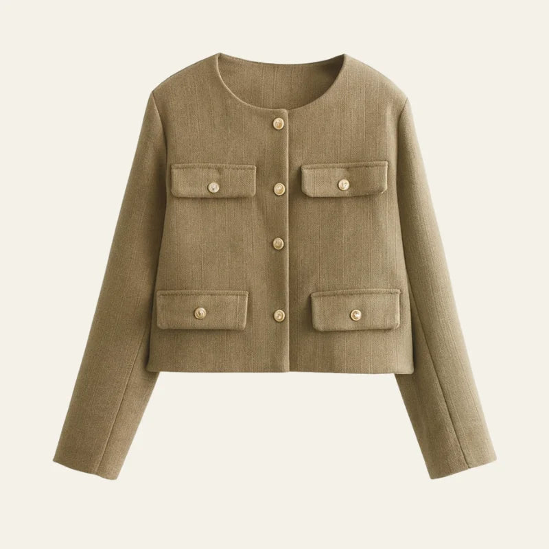 Aurelia Women's Wool Cropped Sweater Jacket - Warm Winter Outerwear