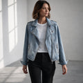 Lena Women's Classic Denim Jacket - Durable Cotton Jean Jacket
