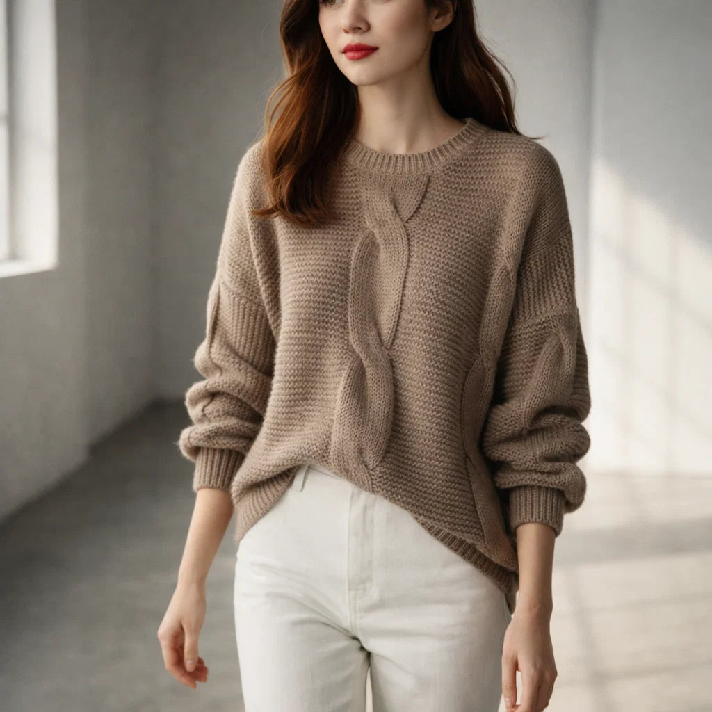 Amara Women's Classic Cotton Crewneck Sweater