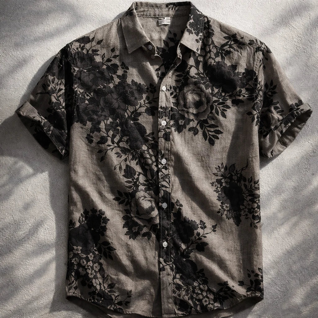 Ocean Breeze Floral Print Short Sleeve Shirt for Men