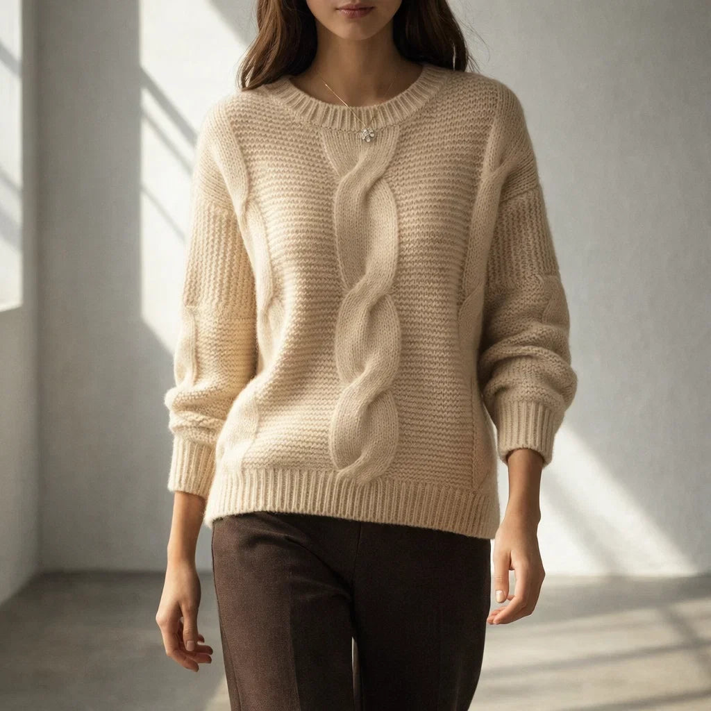 Amara Women's Classic Cotton Crewneck Sweater