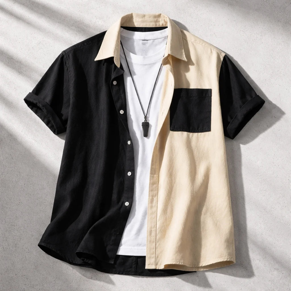 Emerio Men's Corduroy Contrast Button-Down Shirt