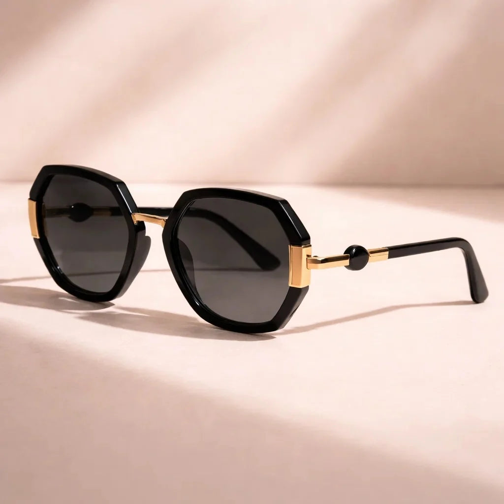 Lunza Hexagonal Frame Sunglasses - UV Protection