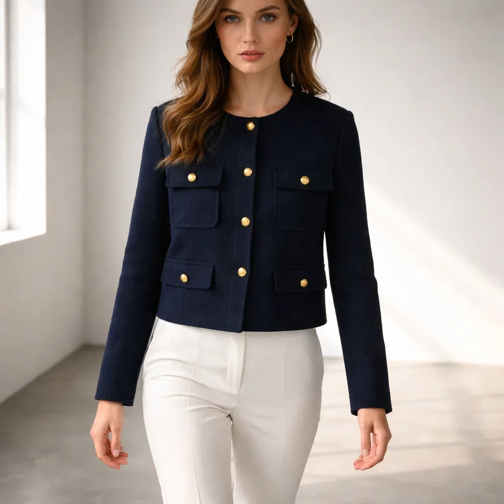 Aurelia Women's Wool Cropped Sweater Jacket - Warm Winter Outerwear
