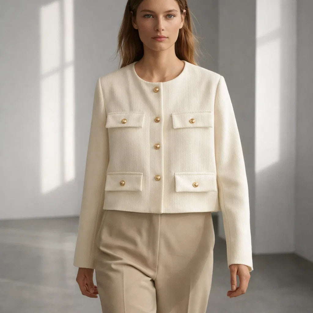 Aurelia Women's Wool Cropped Sweater Jacket - Warm Winter Outerwear