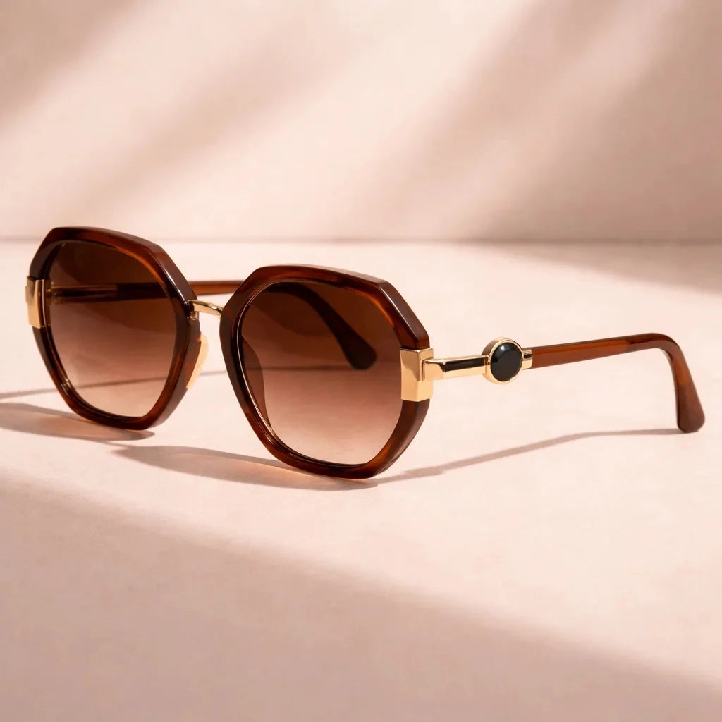 Lunza Hexagonal Frame Sunglasses - UV Protection
