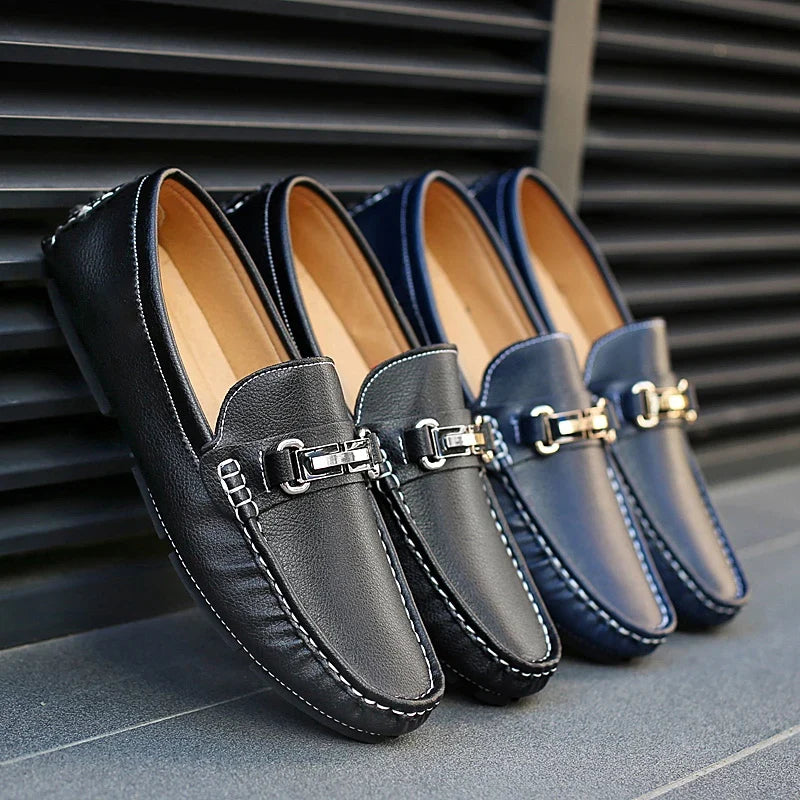 Milano Men's Italian Leather Bit Loafers - Premium Slip-On Dress Shoes