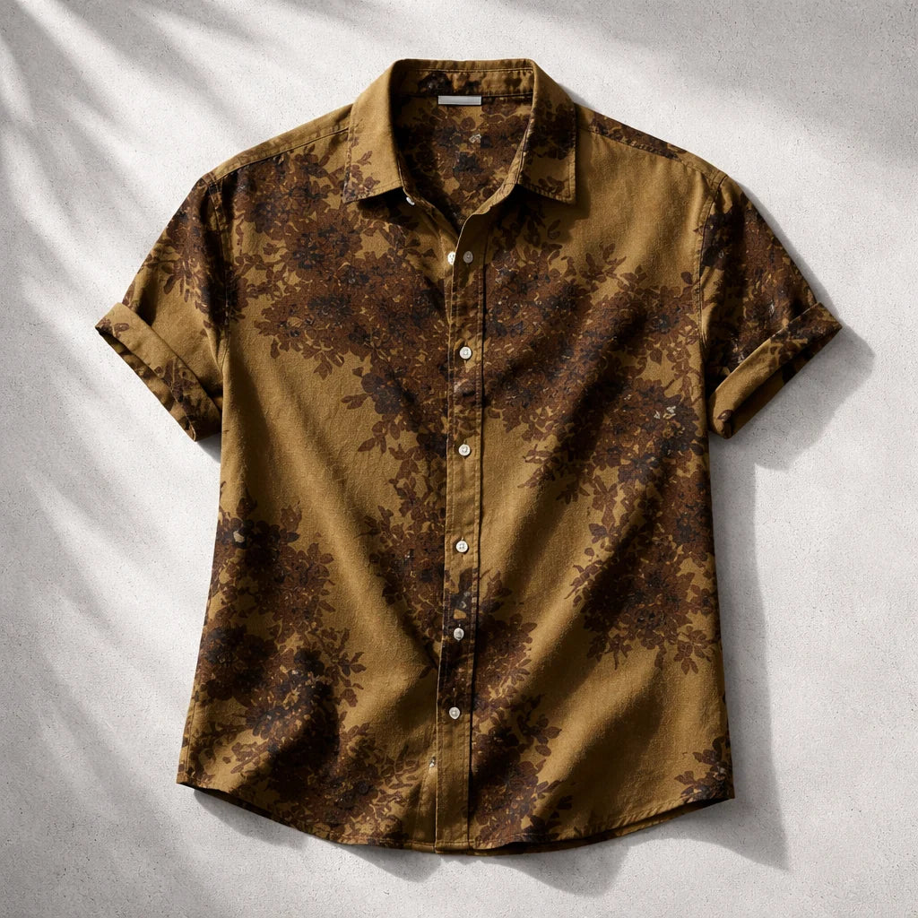 Ocean Breeze Floral Print Short Sleeve Shirt for Men