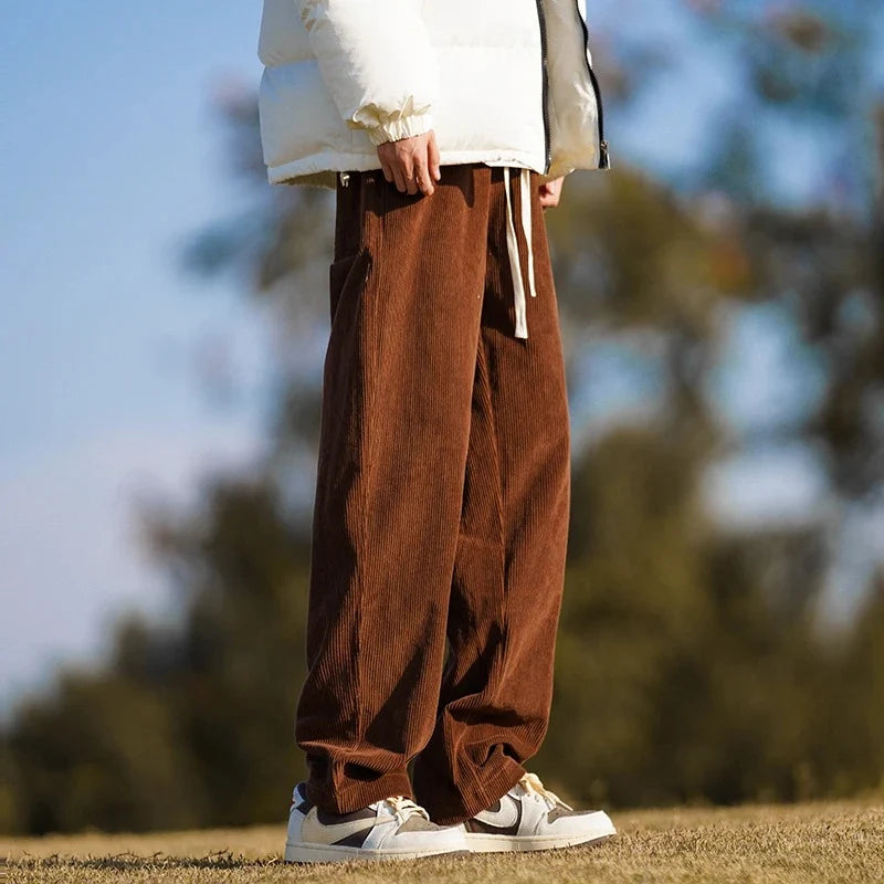 Men's Corduroy Drawstring Pants - Comfortable Casual Trousers