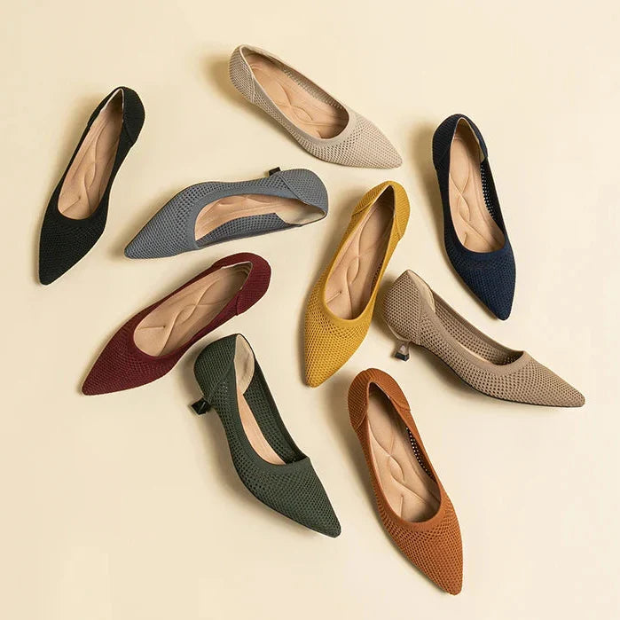 Aurielle Women's Kitten Heel Pumps - Comfortable Pointed Toe Shoes
