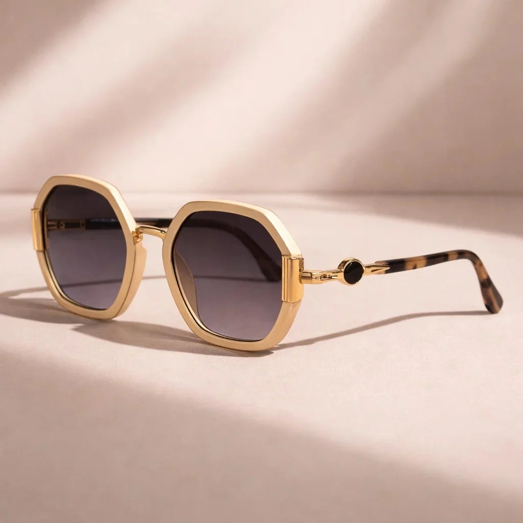 Lunza Hexagonal Frame Sunglasses - UV Protection
