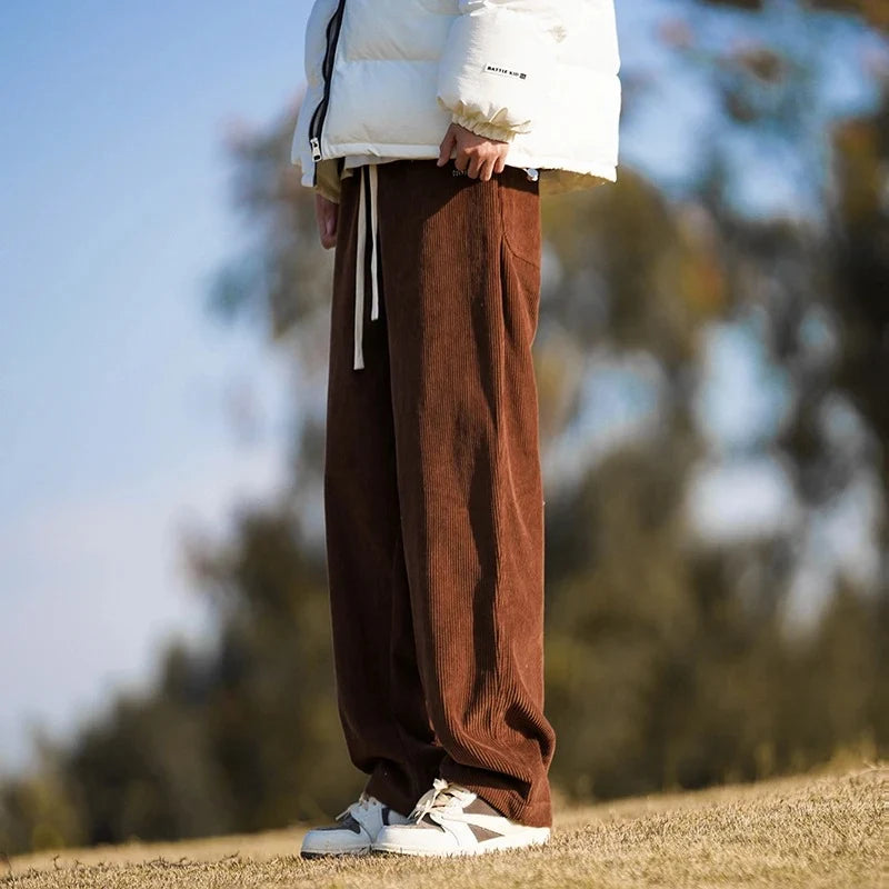 Men's Corduroy Drawstring Pants - Comfortable Casual Trousers