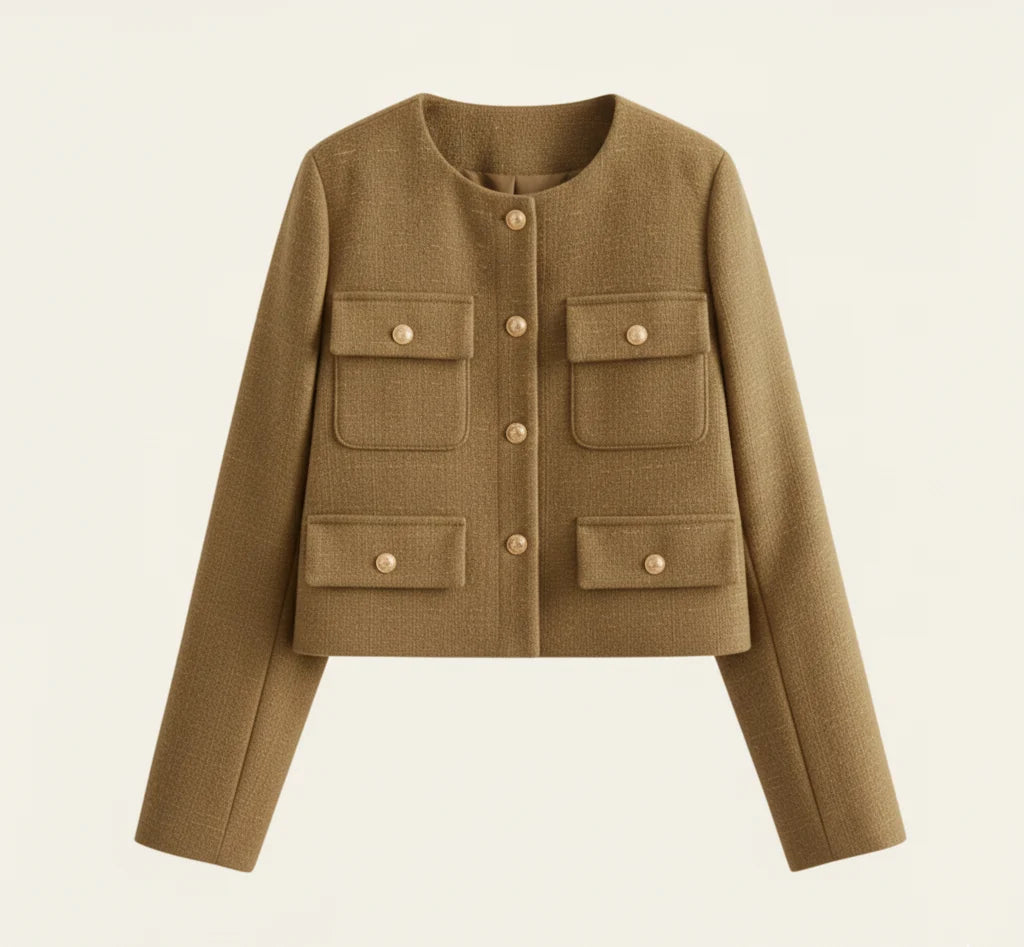Aurelia Women's Wool Cropped Sweater Jacket - Warm Winter Outerwear
