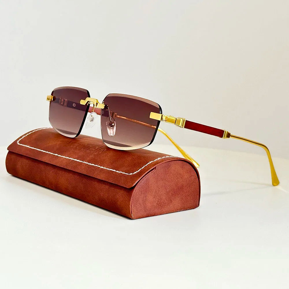 Solano Rimless Wood Sunglasses - Lightweight UV Protection