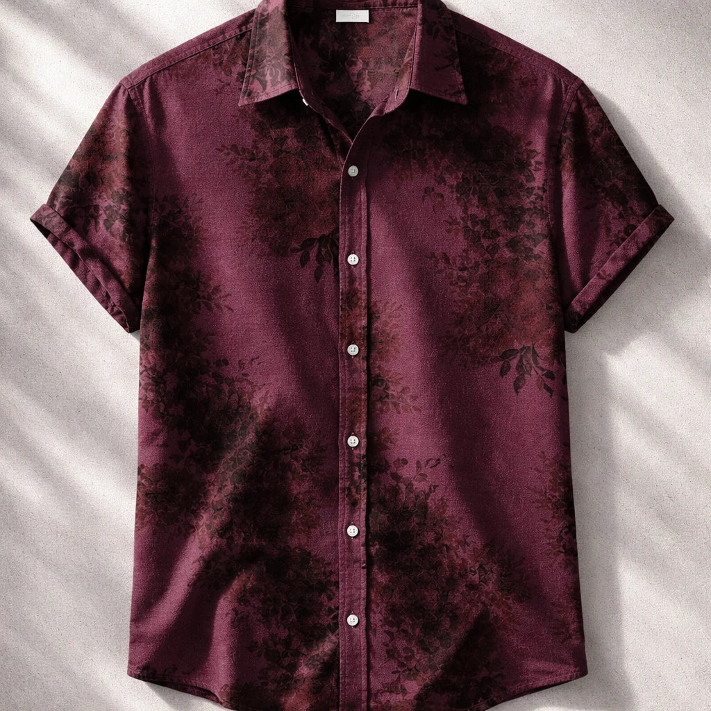 Ocean Breeze Floral Print Short Sleeve Shirt for Men