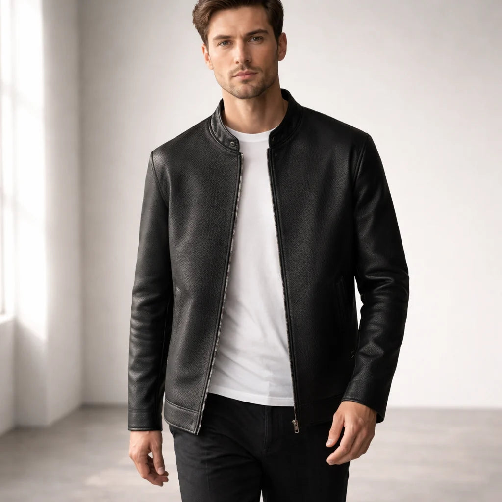 Noir Axis Men's Premium Sheepskin Leather Jacket