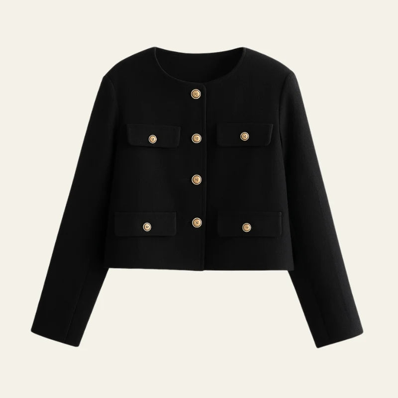 Aurelia Women's Wool Cropped Sweater Jacket - Warm Winter Outerwear