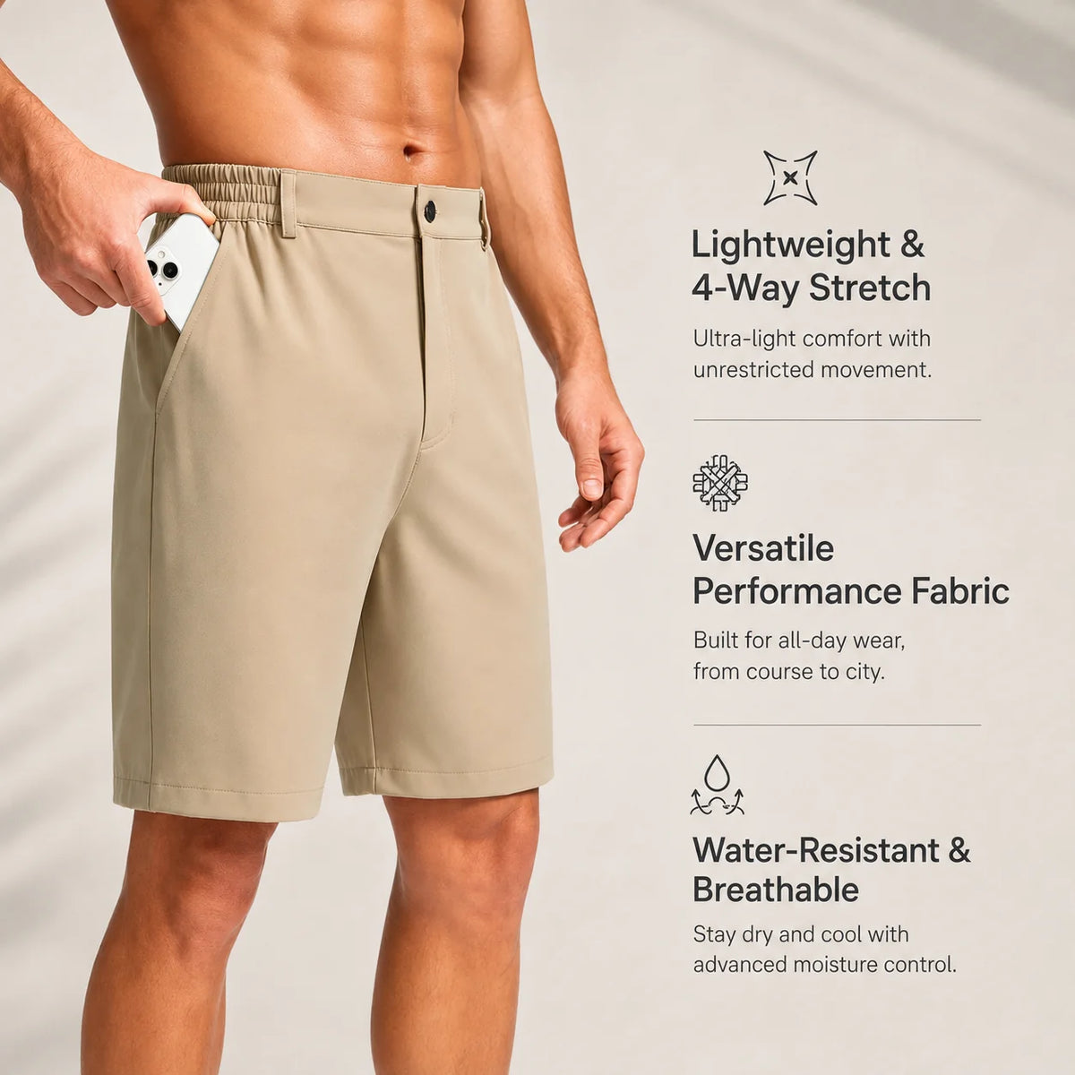 Fairway Flex Men's Performance Golf Shorts - Lightweight & Breathable