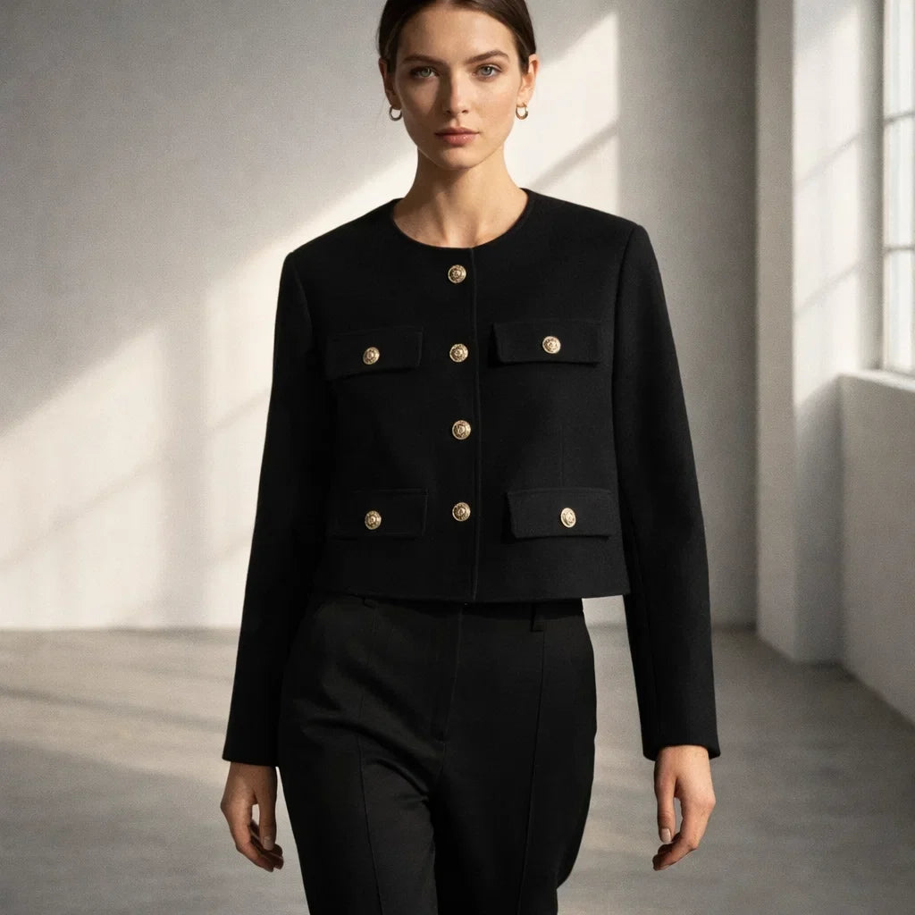 Aurelia Women's Wool Cropped Sweater Jacket - Warm Winter Outerwear