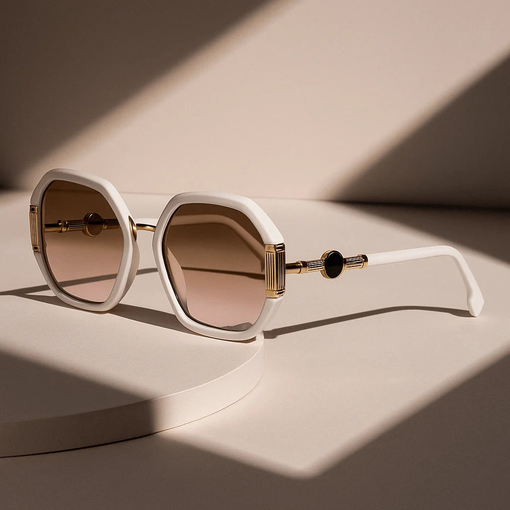 Lunza Hexagonal Frame Sunglasses - UV Protection