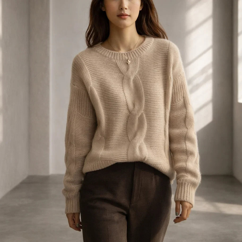 Amara Women's Classic Cotton Crewneck Sweater