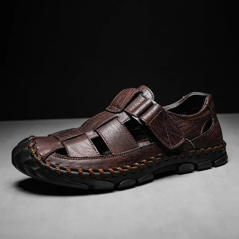 Corbin Men's Genuine Leather Fisherman Sandals - Comfortable Summer Footwear