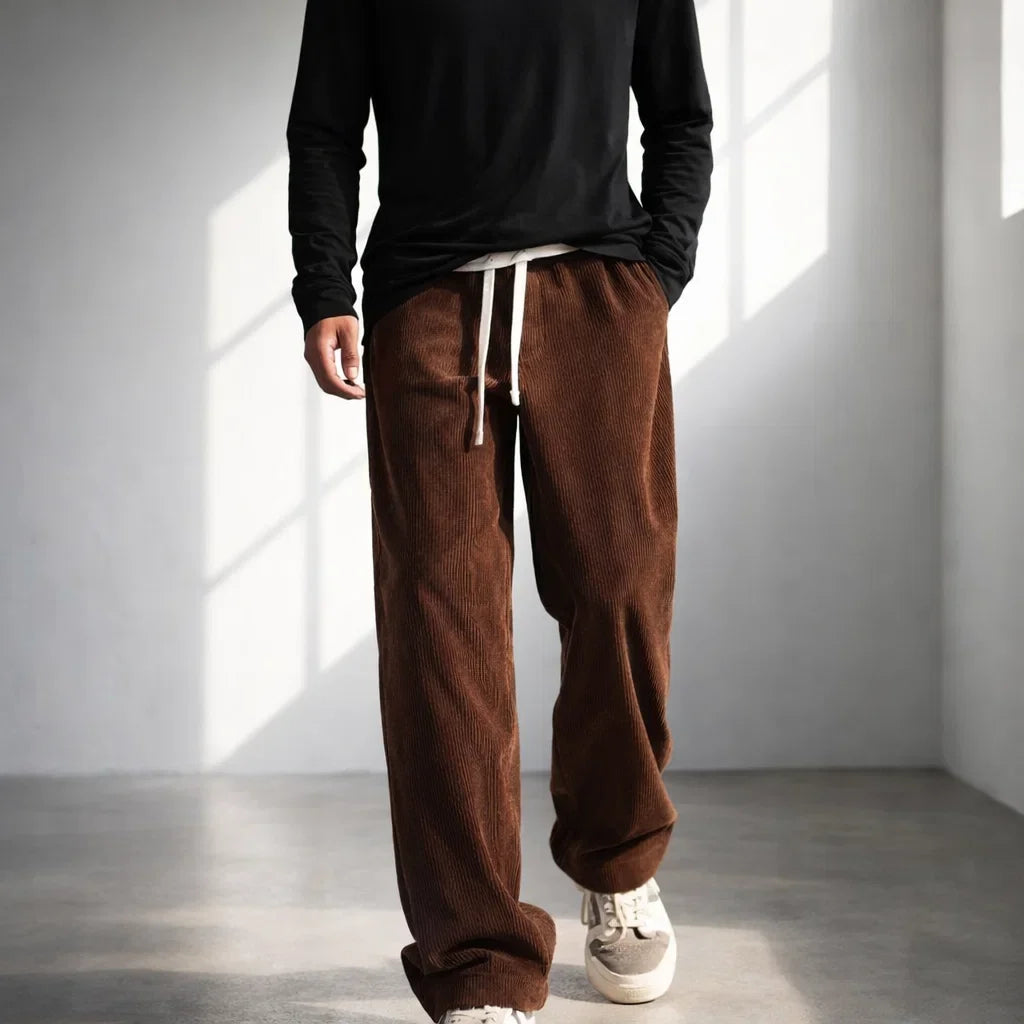 Men's Corduroy Drawstring Pants - Comfortable Casual Trousers