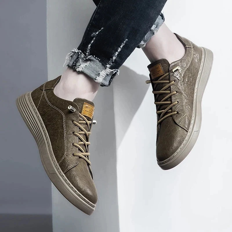UrbanStride Men's Genuine Leather Sneakers - Comfortable Casual Footwear
