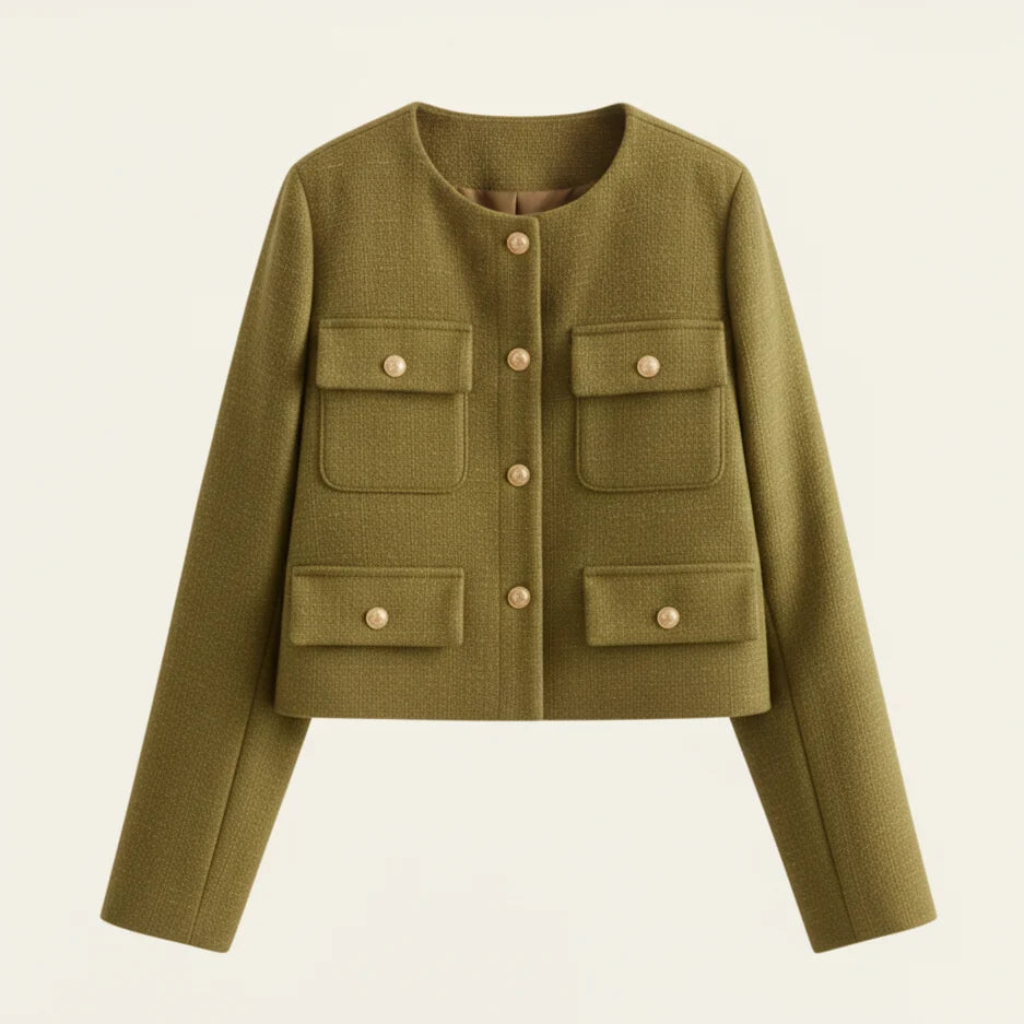 Aurelia Women's Wool Cropped Sweater Jacket - Warm Winter Outerwear