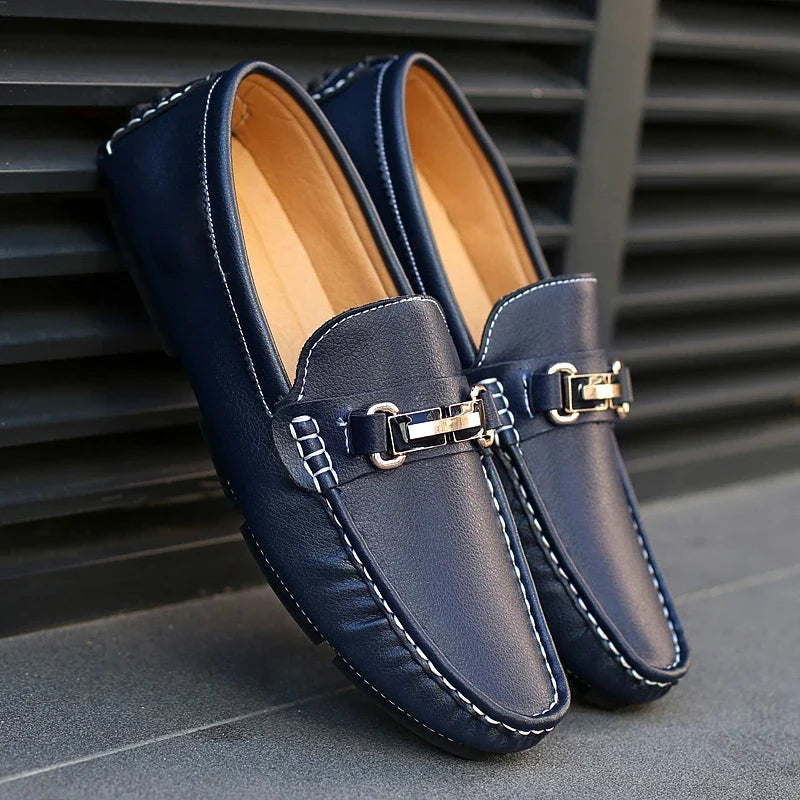 Milano Men's Italian Leather Bit Loafers - Premium Slip-On Dress Shoes
