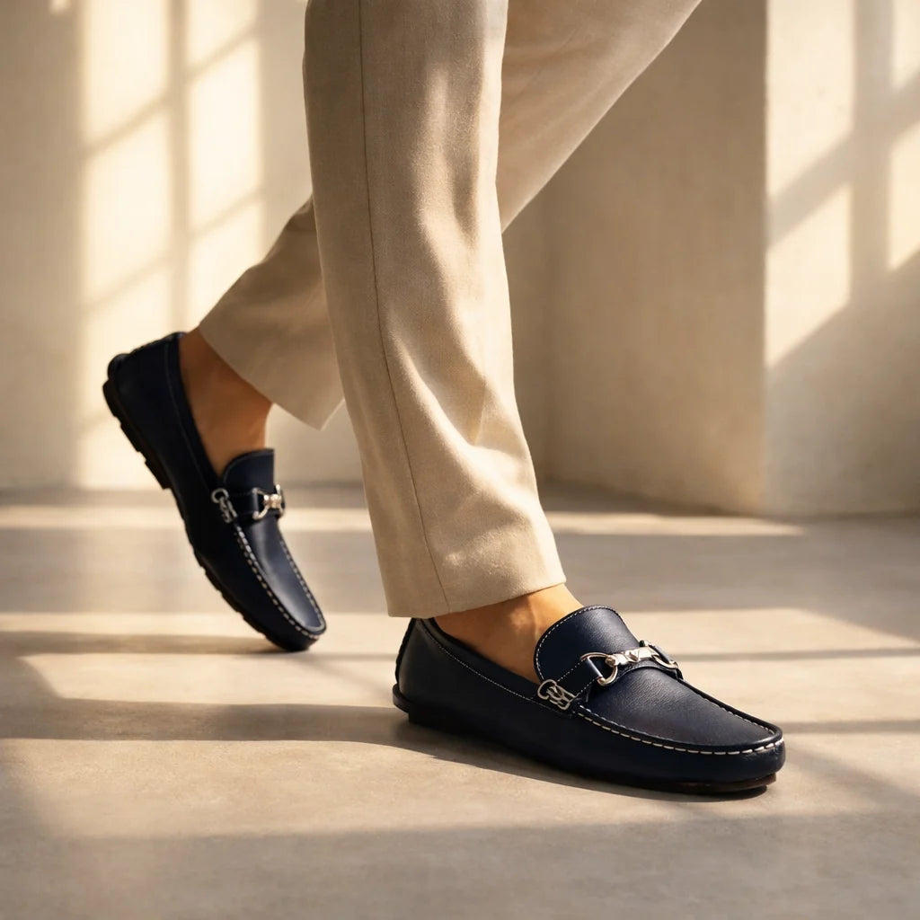 Milano Men's Italian Leather Bit Loafers - Premium Slip-On Dress Shoes