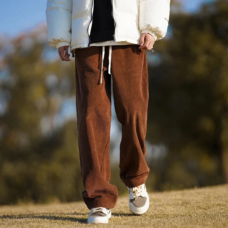 Men's Corduroy Drawstring Pants - Comfortable Casual Trousers
