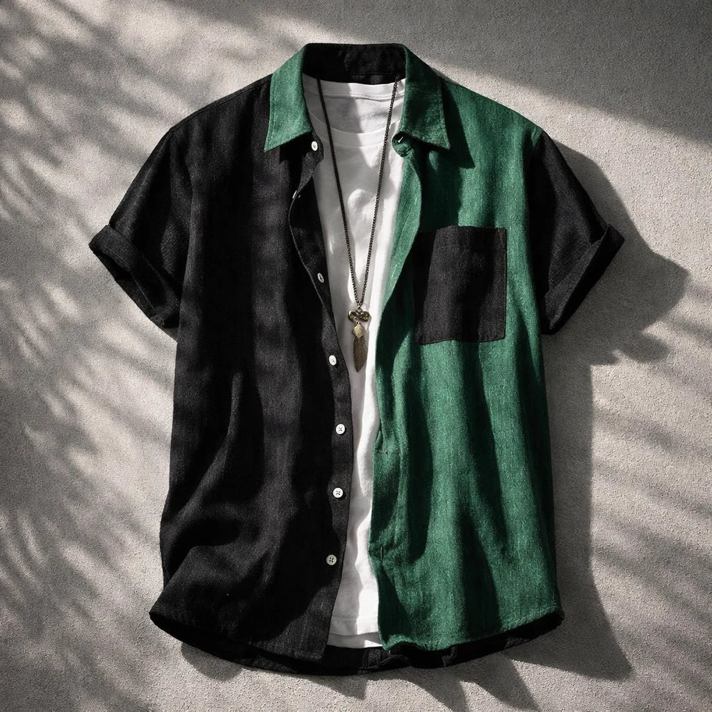 Emerio Men's Corduroy Contrast Button-Down Shirt