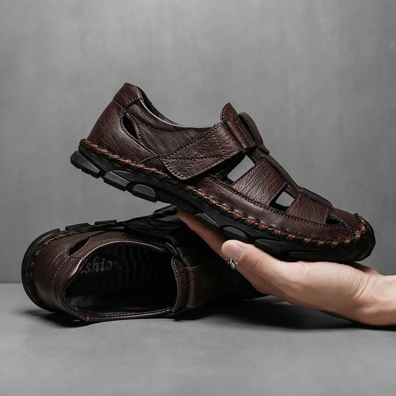 Corbin Men's Genuine Leather Fisherman Sandals - Comfortable Summer Footwear