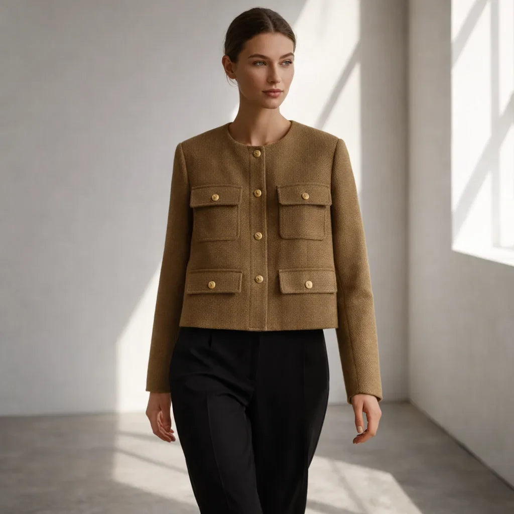 Aurelia Women's Wool Cropped Sweater Jacket - Warm Winter Outerwear