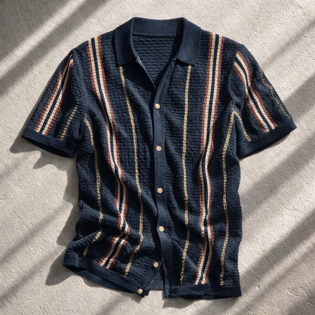 Men's Oxford Knit Polo Shirt - Breathable Cotton Casual Wear