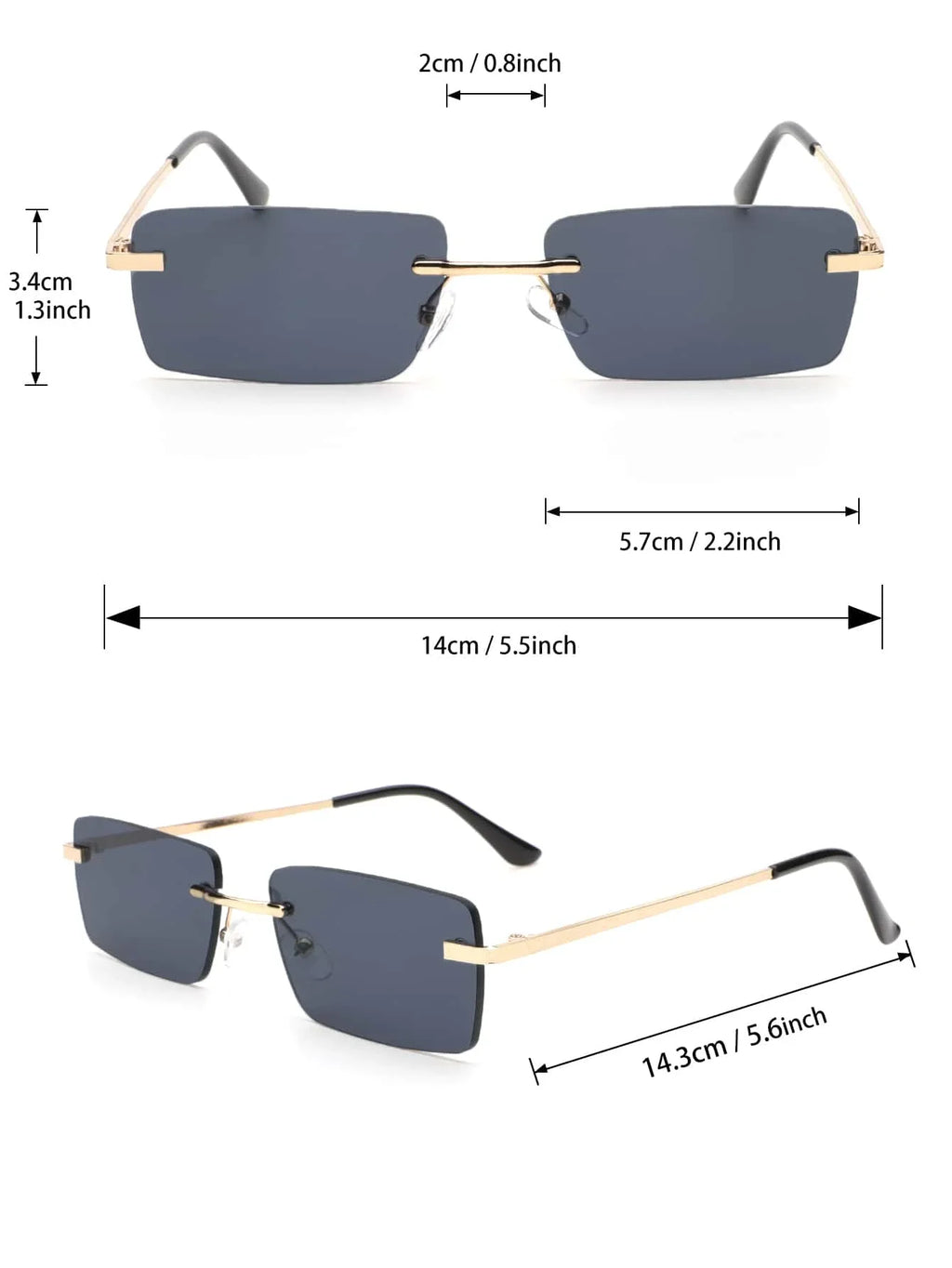 Clearline Rimless Square Eyeglasses - Lightweight Optical Frames