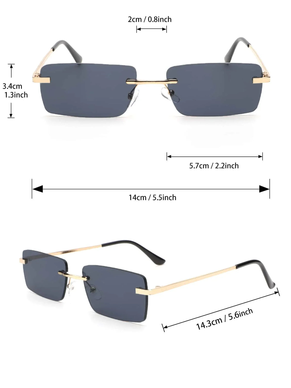 Clearline Rimless Square Eyeglasses - Lightweight Optical Frames