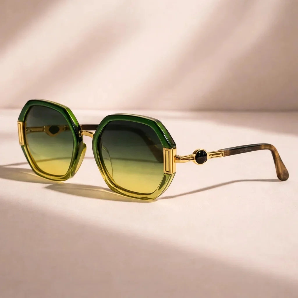 Lunza Hexagonal Frame Sunglasses - UV Protection