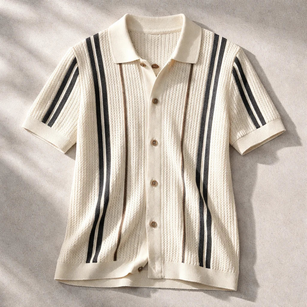 Men's Oxford Knit Polo Shirt - Breathable Cotton Casual Wear